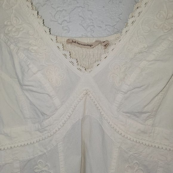 Soft Surroundings Angelica Gauze Embroidered Dress Ivory Size M - Picture 4 of 14